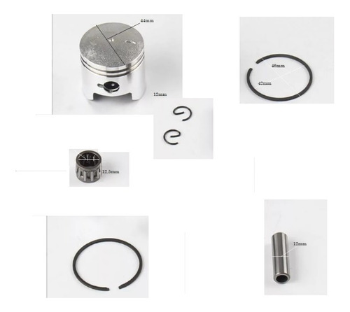 Kit Piston Motor 49cc 2t Anillos Buje Rodamiento Seguros