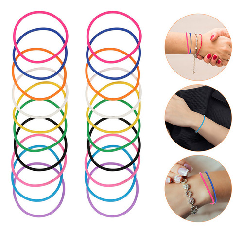 Pulseras De Gelatina De Silicona De Colores Mezclados, 20 Un