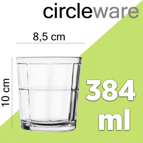 Jogo 4 Copos De Vidro Grosso 384 Ml Circle Ware Grande Drinks