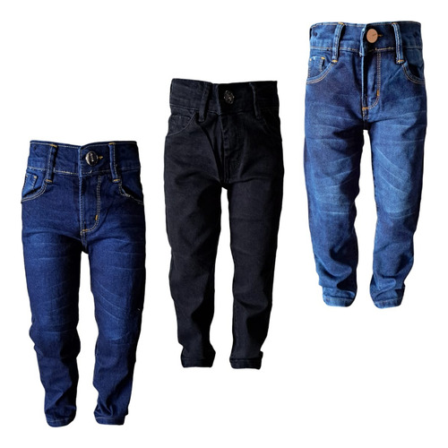 Pack De 3 Jeans Corte Recto Mezclilla Stretch Niños 4-16