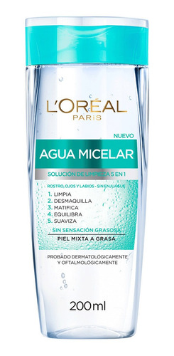 Agua Micelar 5 En 1 Piel Mixta A Grasa Hidra-total 5 200ml