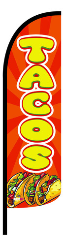 Bandera Publicitar Tacos Al Pastor Amarilla (4x1m) Completa
