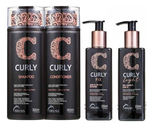 Truss Kit Curly com Shampoo, Condicionador, Fix e Light