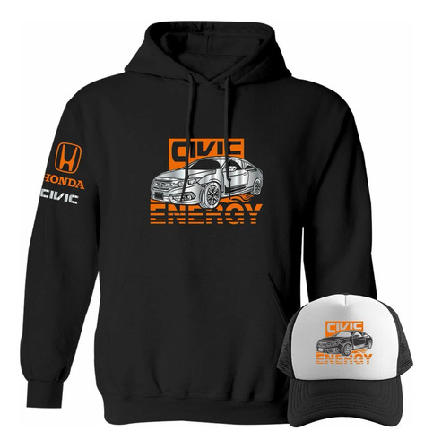 Kit Sudadera + Gorra Estilo Civic Energy Honda Estampado