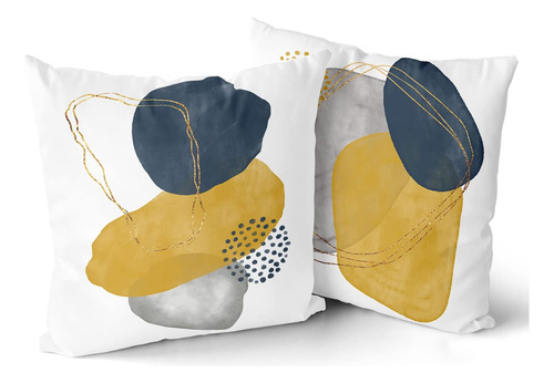Conjunto De 2 Fundas De Almohada Geométricas Modernas Azul G