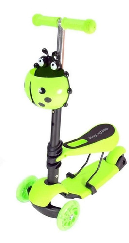 Patín Diablo Scooter Montable 3 Ruedas Luces Led Catarina Color Verde