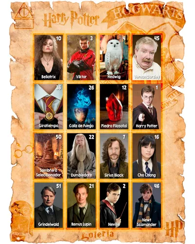 Harry Potter Juego - Loteria Para Imprimir