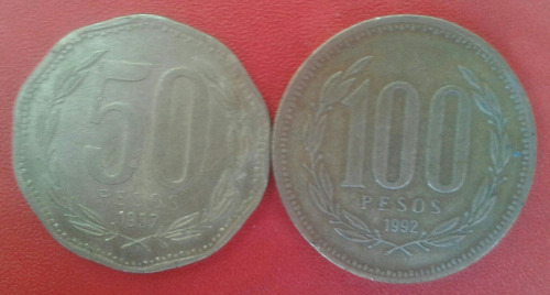Dúo De Monedas De 50 Y 100 Pesos Chilenos