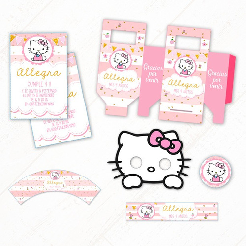 Hello Kitty Kit + Props Regalo -textos Editables O Personali