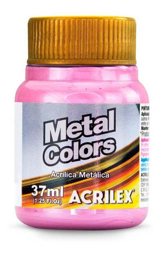 Tinta Acrílica Metálica Acrilex Artesanato 37ml Metal Colors Cor Rosa - 537