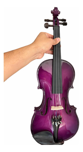 Violín 4/4 Color Morado Lila Guinda Con Accesorios De Ébano