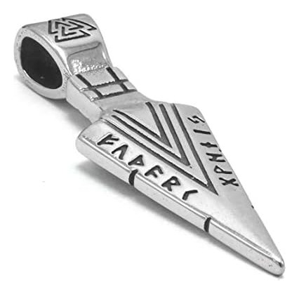 Bavipower Runic Odins Gungnir Collar Con Colgante De Cabeza