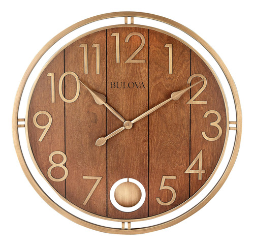 Reloj De Pared Extragrande Bulova Panel Time, 30, Cereza Cál