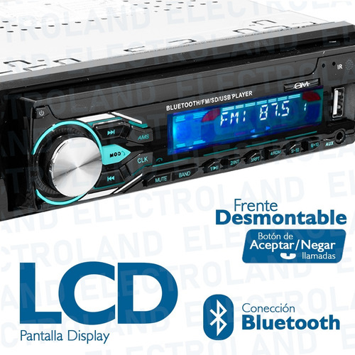 Autoestereo Bluetooth Pantalla Mp3 Usb Desmontable Fm