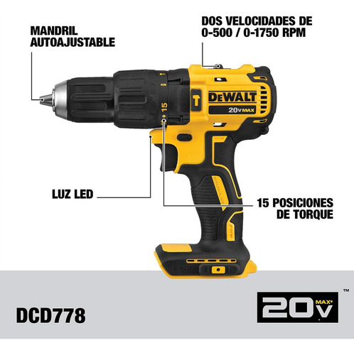 Kit Rotomartillo Llave Impacto Brushless Dewalt 20v Dck223d2 Amarillo/negro