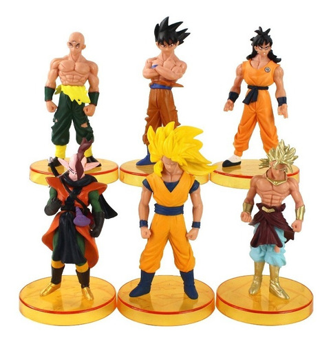 Kit 6 Action Figure Dragon Ball Goku Yamcha Broly Goku