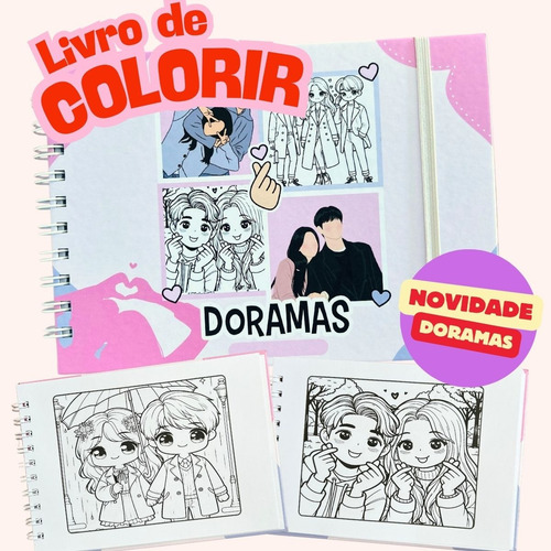 Livro De Colorir Doramas Com Desenhos Variados, Ideal Para Relaxar, Combater O Estresse E Estimular A Criatividade Para Todas As Idades