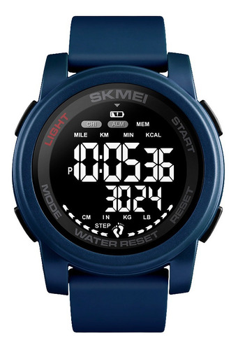 Reloj Hombre Skmei 1469 Digital Alarma Cronometro Pedometro Color De La Malla Azul/negro