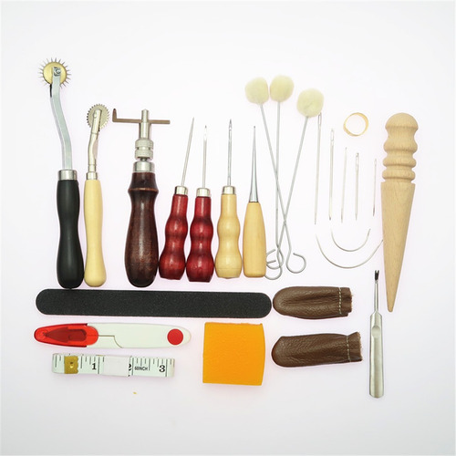 Kit 31x Accesorio De Cuero Hilo Punzón Lana Dedal Pines