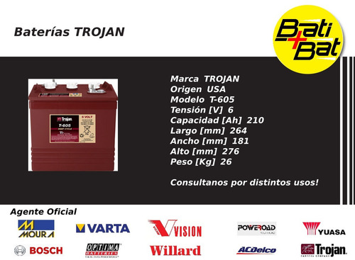 Kit X6 Bateria Trojan T605 Carro Golf Melex 36v Ciclo Prof.