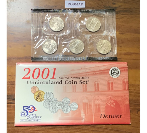Robmar-usa-set 5 Quarter Dolar Acabado Satinado Años 2001--d