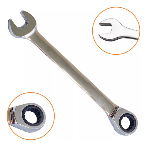 Chave Catraca Fixa 30mm Em Aço Crv Cromada Plus Lotus