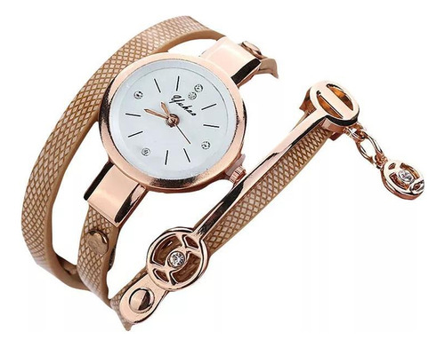 Relógio Feminino Com Pulseira De Couro Ecológico Luxo