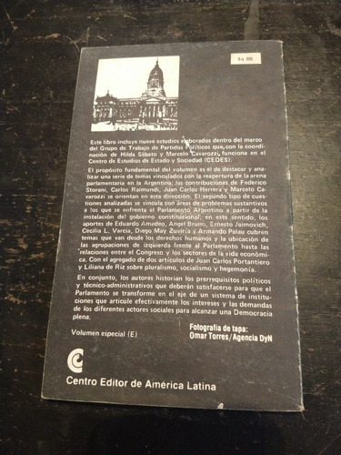 Libro, Democracia, Orden Político Y Parlamento Fuerte (Usado)