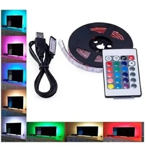 Kit Tira Luz Led Rgb 2m Tv Pc Control Remoto Exterior Tuning