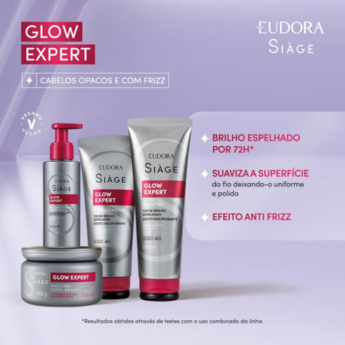 Kit Eudora Siàge Glow Expert 3 Itens Cabelos Brilhosos