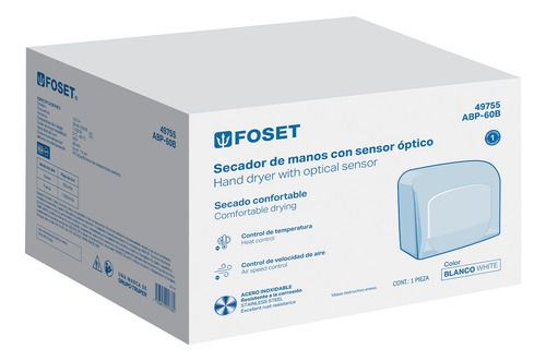 Kit De Secador Manos + Dosificador Foset Abp-12b 220v Blanco