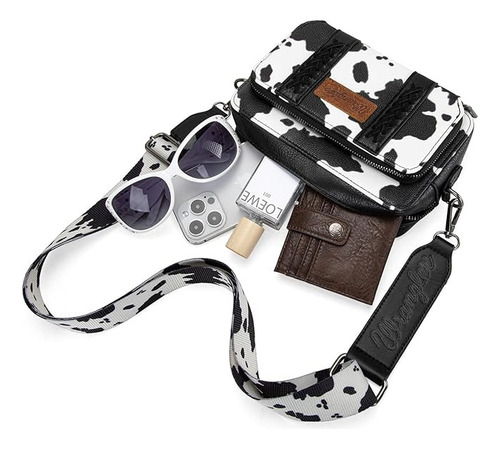 Cartera Deportiva Wrangler Cowgirl A Importada Original Blanco Y Negro