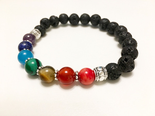 Imagen 4 de 10 de Pulsera 7 Chakras - Yoga / Energia . Onix/ Volcánica/ Buda