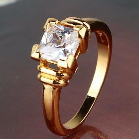 Anel 24k Ouro Goldfiled Zircônia 6mm Importado Eua Q852