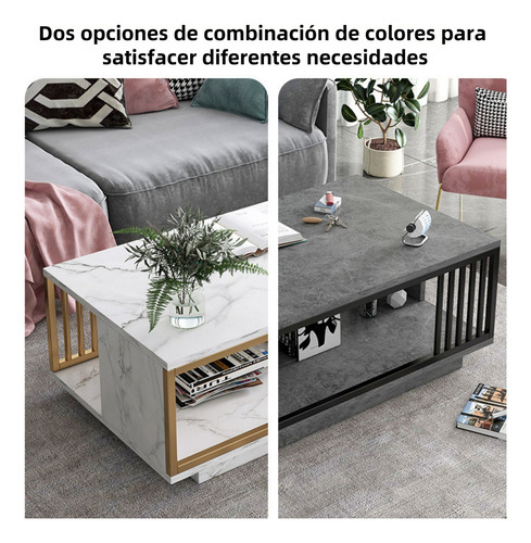 Mesa De Centro De Metal Rectangular Moderna, Mesa De Centro Blanco