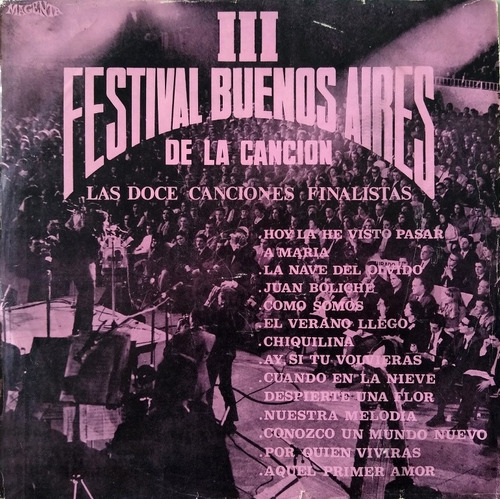 Iii Festival Buenos Aires De La Canción Tercer 3 Vinilo Vg 