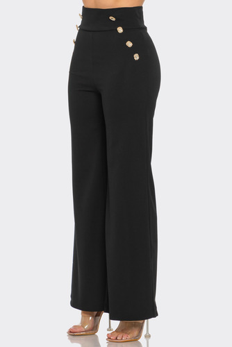 Pantalon Recto Botones A Los Costados