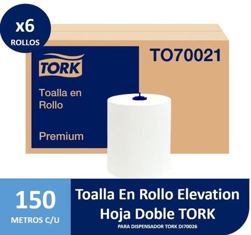 Toalla De Papel Tork H/d Premium 150 Mt X 6 Rollos