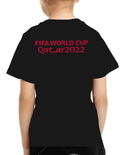 Remera Negra Portugal Mundial Qatar Adultos Niños Algodón