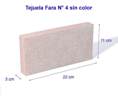 Imagen 3 de 7 de Tejuela Refractaria N°4 Sin Color Fara 22 X 11 X 3 Cm