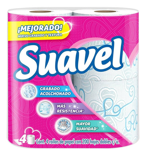  Papel Higiénico Suavel 4 Rollos De 200h Dobles C/u