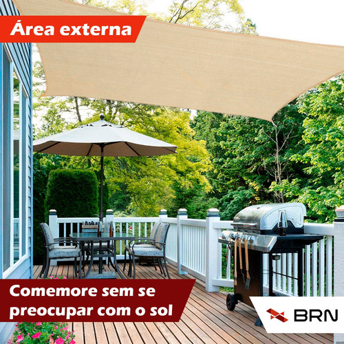 Tela Toldo Sombreamento 90 Cor Areia 4,5x3m + Kit Instalação