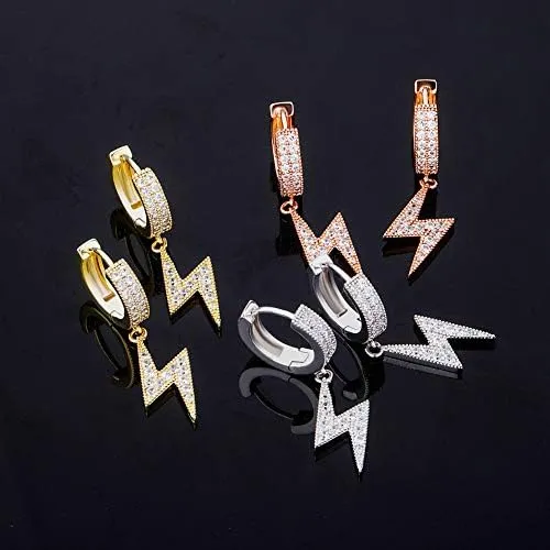 Topgrillz Pendientes Con Forma De Rayo Para Hombres Y Mujere