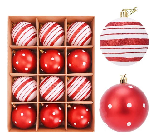 Adornos De Bola De Navidad Rojos De 3.15 Pulgadas Para Deco.