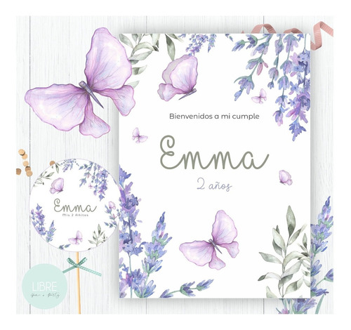 Kit Imprimible Mariposas Lavandas Lila Violeta Romántico