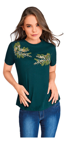 Playera Verde Con Detalles Bordados 809-97