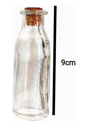 Botella De Vidrio Pequeña Tapa Corcho 9cm 12unid