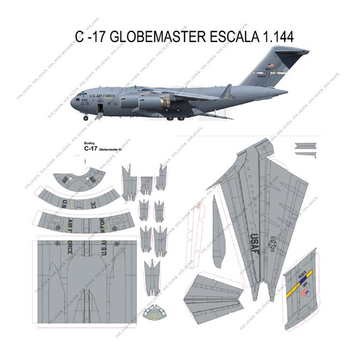 C 17 Globemaster Iii Papercraft Escala 1.144 Sencillo