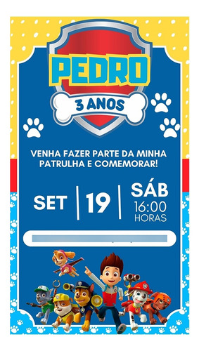 Convite Digital Escolha O Seu Envio Imediato Patrulha Canina