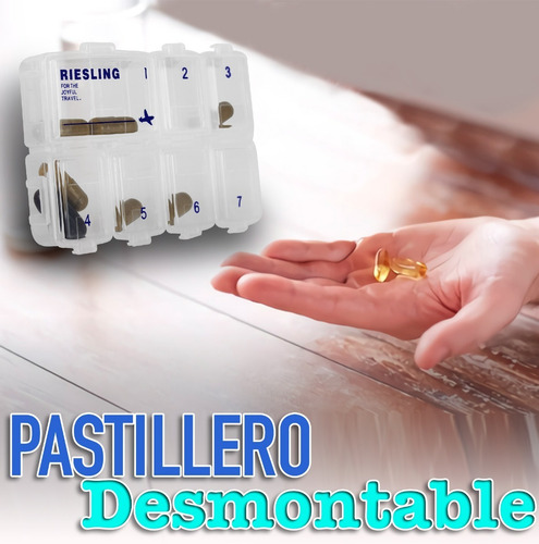 Imagen 5 de 8 de Pastillero Semanal Organizador Diario Ingles Portatil 10